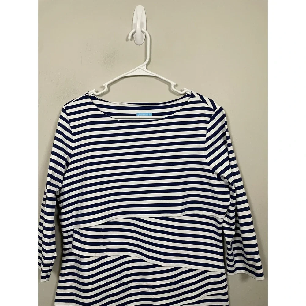 J. McLaughlin Nicola‎ Sheath Dress In Navy and White Stripe Size XL